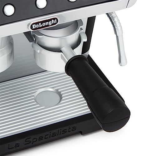 Casdon De'Longhi Toys Barista Coffee Machine. Toy Kitchen Playset for Kids with Moving Parts, Realistic Sounds and Magic Coffee Reveal. For Children Aged 3+, Silver, Black Casdon