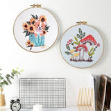 Esffaci Embroidery Starter Kit for Adult Beginner with Dog Sunflower Pattern Hand Embroidery Set with Embroidery Cloth Hoop Needle Threader Embroidery Floss and Instruction