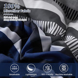 Dobuyly Navy Blue Queen Comforter Set 7 Pieces, Boho Striped Bed in a Bag Queen Size Soft Microfiber All Season Bedding Set with Comforter, Sheets, Pillowcases & Shams Dobuyly