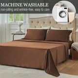 Yibeizi Twin Sheets Set, Brown Cooling Hypoallergenic Microfiber Single Bed Sheets, Soft Oeko-Tex Extra Deep Pocket Sheets & Pillowcases Wrinkle Free Bedsheets Yibeizi