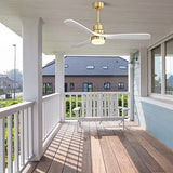 Sofucor 52 Inch Ceiling Fan with Light Remote Control Dimmable LED Light 3 Wood Fan Blades Reversible DC Motor Modern Ceiling Fan for Farmhouse/Patios with 3 Downrods(5 inch/10 inch/24 inch) Sofucor