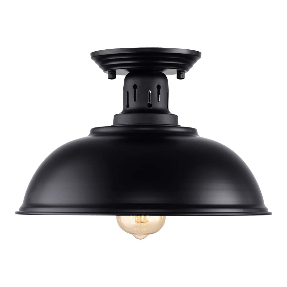 HMVPL Semi Flush Mount Ceiling Light Fixture, Farmhouse Light Fixtures, Black Outdoor Close to Ceiling Light for Porch, Entryway, Hallway, Foyer, and Gazebo HMVPL
