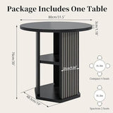 ZONVEOKE Small Conference Table for 2-4 People, 31.5" Round Meeting Table with 2-Layer Storage Shelf for Space Saving, Mid-Century Modern Seminar Boardroom Desk for Office Conference Room ZONVEOKE