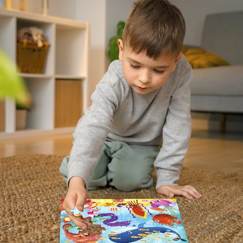 QUOKKA Puzzles for Toddlers 3-5 - 4 x 30 Pieces Puzzles for Kids Ages 2-4 - Animal Learning Jigsaw Puzzles for Kids 4-6 Years Old - Educational Toys for Boy and Girl QUOKKA