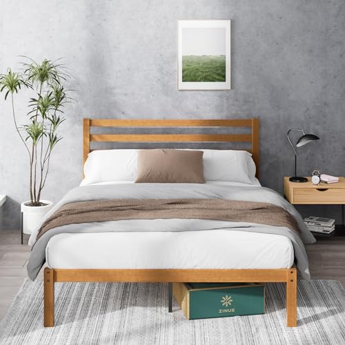 Zinus Leah Bamboo Platform Bed Frame with Headboard, No Box Spring Needed, Wood Slat Support, Easy Assembly, Queen