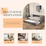 Christopher Knight Home Upholstered Daybed with Trundle, Twin Size Trundle Sofa Bed, Couch Bed with Backrest and Curved Armrests, No Box Spring Needed, for Living Room, Bedroom and Guest Room, Grey Christopher Knight Home