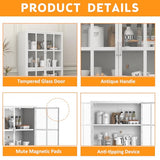 Metal Storage Cabinet with Glass Doors, Adjustable Shelves, 72 x 36 x 16 in WoodArtSupply