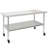 HARDURA Stainless Steel Table with Wheels 30 x 72 Inches Casters NSF Heavy Duty Commercial Prep Table with Undershelf and Galvanized Legs for Food Prep HARDURA Restaurant Equipment