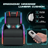 Homall LED Gaming Massage Recliner Chair Racing Style Single Living Room Sofa Comfortable Ergonomic Home Theater Seating(Red) Homall