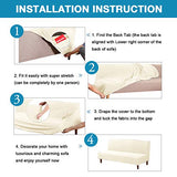 Flamingo P Stretch Armless Futon Covers - Full Queen Futon Couch Covers Slipcover - Soft Thick Jacquard, Biscotti Beige Flamingo P
