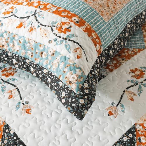 BEDIFANY Cotton Quilts Queen Size Sets - Lightweight Bedspreads Queen Size - Lightweight Garden Style Queen Quilt Bedding Sets for Bed Decorations for All Seasons, 3 Pieces BEDIFANY