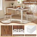 Tangkula Dining Table Set for 6, Solid Wood, Farmhouse Dinette Set w/Rubber Wood Legs, Mid-Century Modern, Compact Dining Table and Chairs Set for Kitchen, Dining Room (Rustic Brown) Tangkula