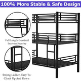 ZVXKLP Heavy Duty Metal Triple Bunk Bed,Triple Twin Bunk Beds for Kids and Adults,Separates Into 3 Beds,Tripple 3 Bed Frame with 2 Ladders & No Box Spring Needed,Weight Capacity: 450 LBS ZVXKLP