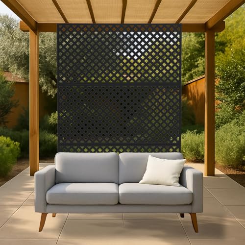 Metal Privacy Screen Outdoor, 72" h×47" w Balcony Patio Privacy Screen, Freestanding Privacy Fence, Decorative Panel, Patio Room Divider for Garden, Balcony, Deck Garvee
