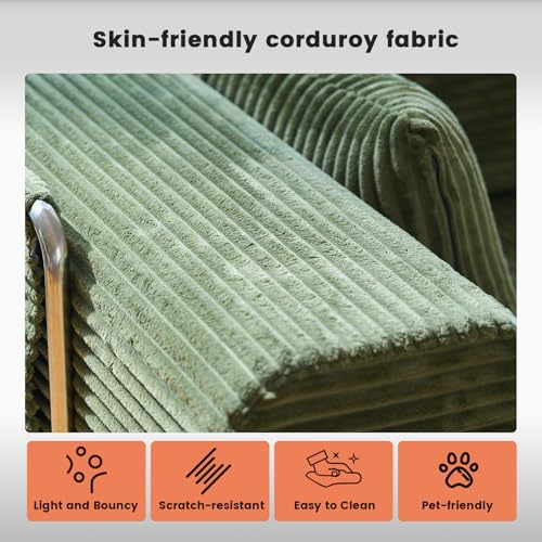 GEARIVY Folding Sofa Bed Convertable Corduroy Couch King Size Floor Sleeper 4-in-1 DIY Combination Modular Sofa Fold Out Futon Lounge Comfy Foldable Lazy cama for Living Room (Green, 39.37″S-HR) GEARIVY