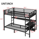 Harper & Bright Designs Metal Bunk Bed with Desk and Shelves, Full Over Twin Bunk Bed Frame with LED and USB, Multiple Placement (Full/Twin, Black) Harper & Bright Designs