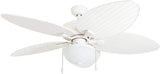 Honeywell Ceiling Fans Inland Breeze, 52 Inch Tropical Indoor Outdoor Ceiling Fan with Light, Pull Chain, Three Mount Options, Weather Resistant Blades - 50511-01 (White) Honeywell Ceiling Fans