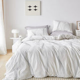 SUSYBAO Aesthetic Striped Duvet Cover King 100% Cotton 3 Pcs Set 1 Abstract Black Stripe Duvet Cover with Zipper Ties 2 Pillowcases Minimalist White Pinstripe Bedding Set Soft Comfy SUSYBAO