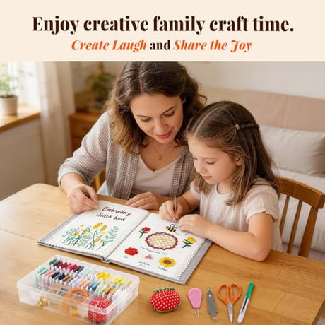 CYANFOUR 2026 New Embroidery Stitch Book Kit for Adults Beginners, Cross Stitch Kit with Step-by-Step Guide and Video, Threads and Needles, Portable Crafts Gift for Adults CYANFOUR