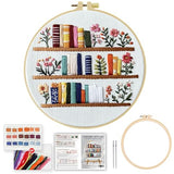 JOZYSH 8'' Flowers Embroidery Kit for Beginners Stamped Books and Flowers Pattern Embroidery Kit Cross Stitch Kit Embroidery Starter Kit with Instructions, Embroidery Hoops for Home Ofiice Decor