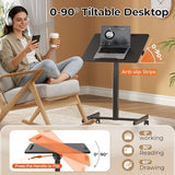 JOY worker Mobile Standing Desk, 23.6" x 20.5" Small Rolling Laptop Cart with 90° Tiltable Desktop, Portable Height Adjustable Sit-Stand Computer Desk on Wheels for Home Office, Black JOY worker