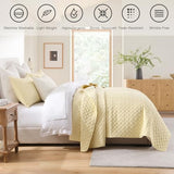 HORIMOTE HOME Quilt Twin Size Light Yellow, Lightweight Quilt for Summer Ultra-Soft Microfiber Modern Style Quilted Clouds Pattern Bedspread Quit Set 2 Pieces (1 Quilt and 1 Pillow Sham) HORIMOTE HOME