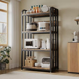 Alavoco 4-Tier Kitchen Baker's Rack with Power Outlet,Free Standing Microwave Oven Cart Stand,Heavy Duty Organizer Rack for Kitchen, Living Room, Dinning Room,Coffee Bar