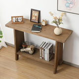 HOKYHOKY Solid Wood Console Table, 43.3" Farmhouse Entryway Table with Storage Shelf, Rustic Narrow Skinny Behind Couch Sofa Table for Living Room, Hallway, Entryway, Foyer, Brown HOKYHOKY