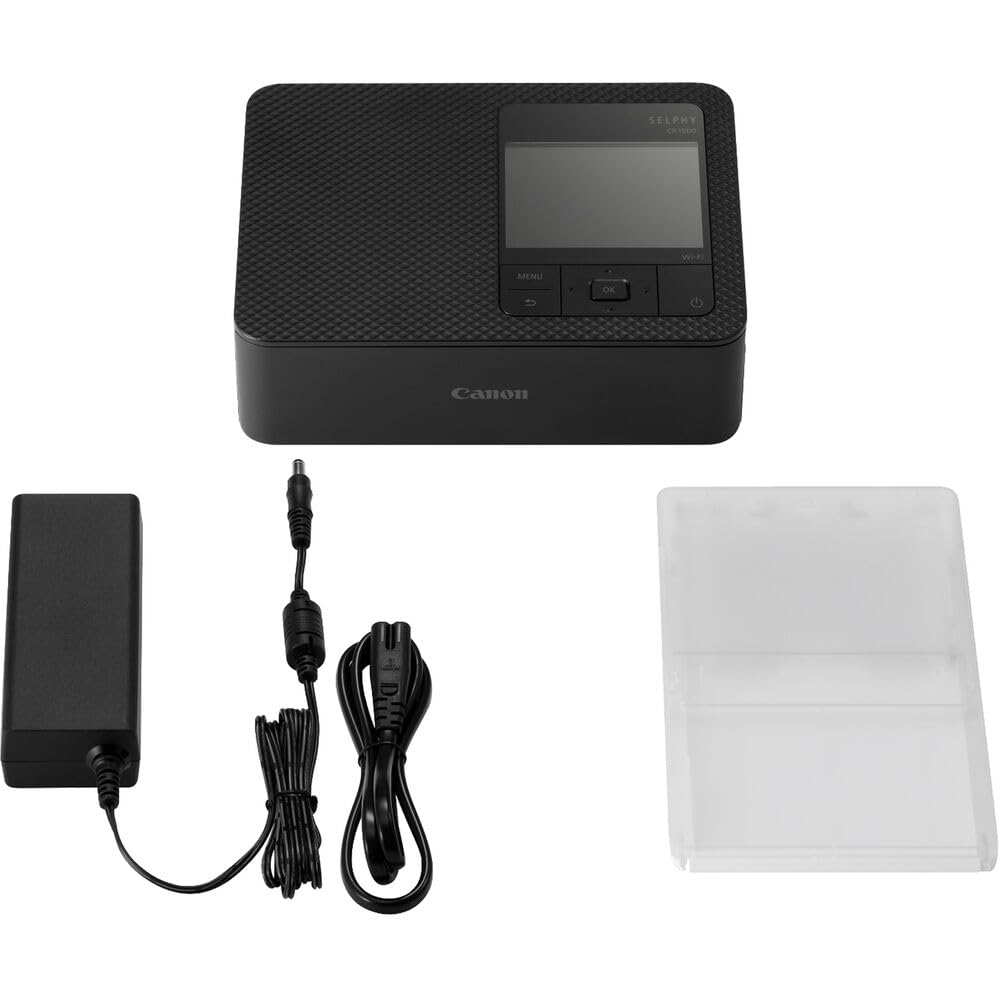 Canon SELPHY CP1500 Compact Photo Printer (Black) (5539C001) KP-36IP Color Ink and Paper Set + 64GB Ultra Memory Card + Cleaning Kit + Memory Card Wallet + Card Reader