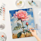 TAOPAOLAB Flower Paint by Numbers Kit for Adults - DIY Pink Rose and Bud Painting on Canvas 16x20 Inches, Acrylic Paint Set, Suitable for Beginners, Floral Art for Home Decoration or Gifts TAOPAOLAB