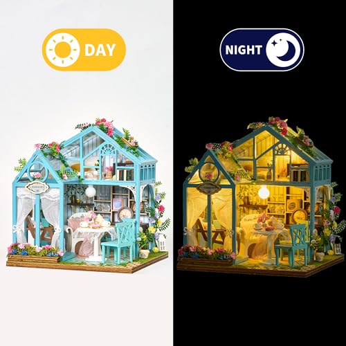 BenBen DIY Miniature House Kit, Mini House Building Kit for Adults, Model Craft Kits with Furniture, Tiny Dollhouse Diorama to Build for Hobbies, Gifts for Family and Friends(Garden Tea House)