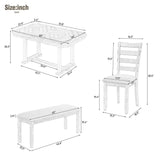 LUMISOL 6 Piece Solid Wood Kitchen Dining Room Table Set with Bench and Chairs, Farmhouse Rustic Dining Table Set with Recantgle Table with Wood Grane and Upholstered Seating, PitchNatural Wood Wash LUMISOL