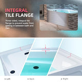 WOODBRIDGE 60" Alcove Acrylic Rectangular Whirlpool Heated Jetted Tub in White with Left Drain, Matte Black pop-up Drain Included BM6030L WOODBRIDGE