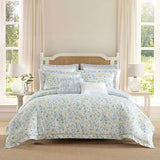 Laura Ashley - King Comforter, Soft Reversible Bedding Set, Includes Matching Shams with Bonus Euro Shams & Throw Pillows, Farmhouse Home Decor (Nora Blue, King) Laura Ashley