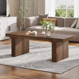 Tribesigns Rectangle Coffee Table: 47.24-Inch Wood Modern Coffee Table Cocktail Table for Living Room, Farmhouse Coffee Table Center Table Tea Table with Slat Tabletop, Rustic Brown Tribesigns