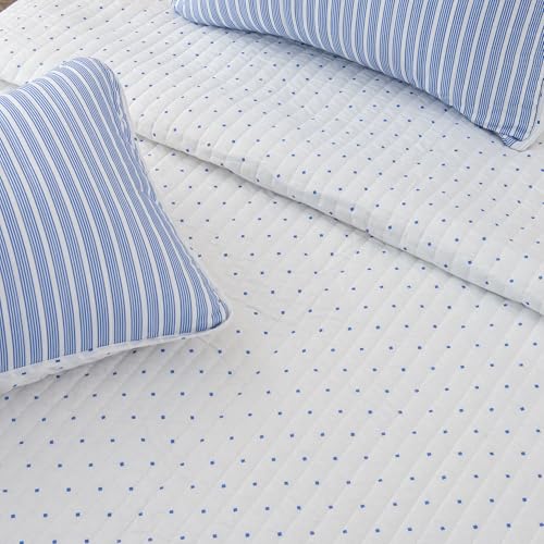Great Bay Home 3-Piece King Reversible Lightweight Quilt Comforter with 2 Shams | All-Season, Modern, Striped Bedspreads | Blue Striped Coverlet Sets | Marcie Quilts Collection Great Bay Home
