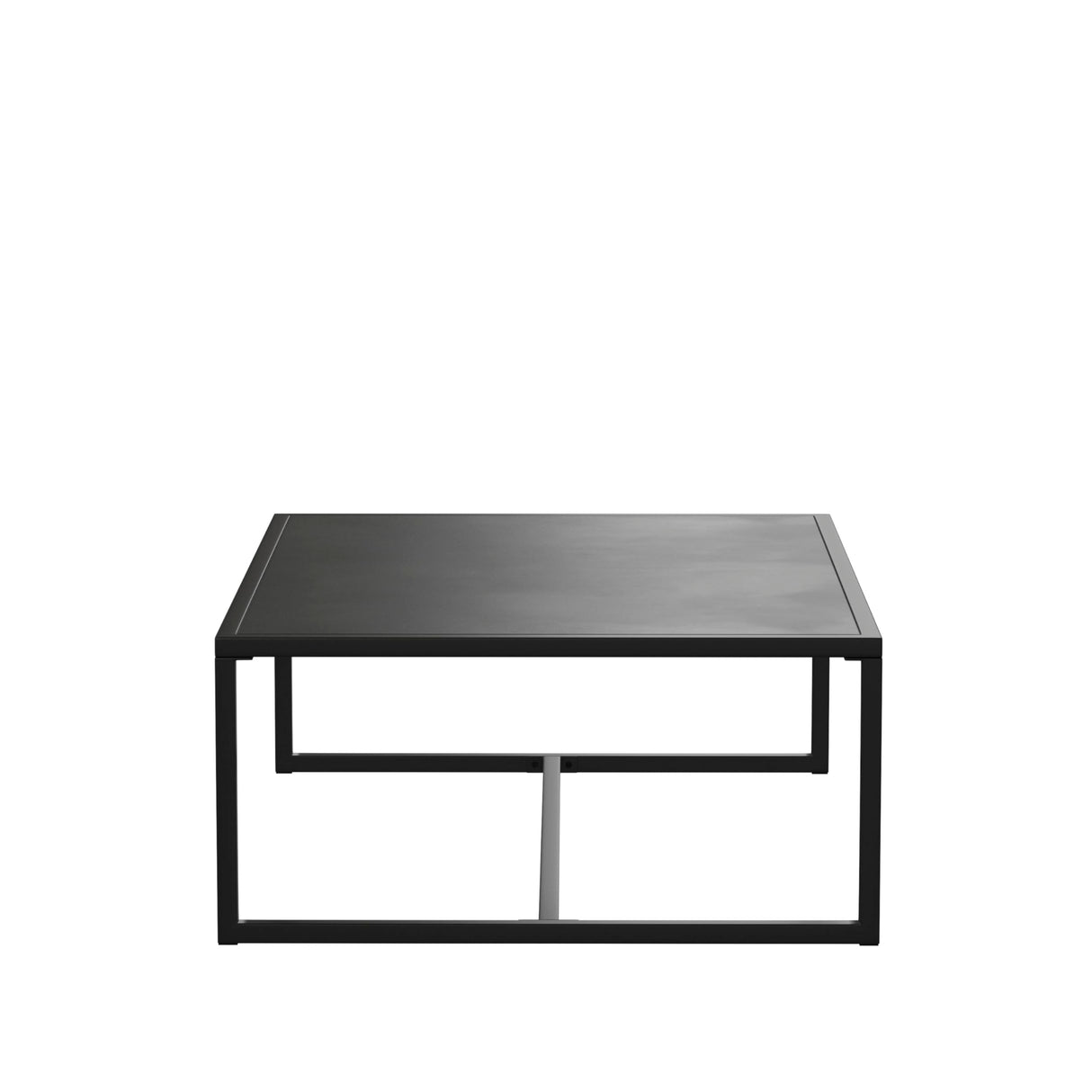 EMMA + OLIVER All-Weather Commercial Grade Indoor/Outdoor Steel Patio Coffee Table in Black EMMA + OLIVER