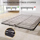 Decofy Full Size Floating Bed Frame with LED Lights and Charging Station, Modern Minimalist Design, No Spring Mattress Required, Easy to Assemble Decofy