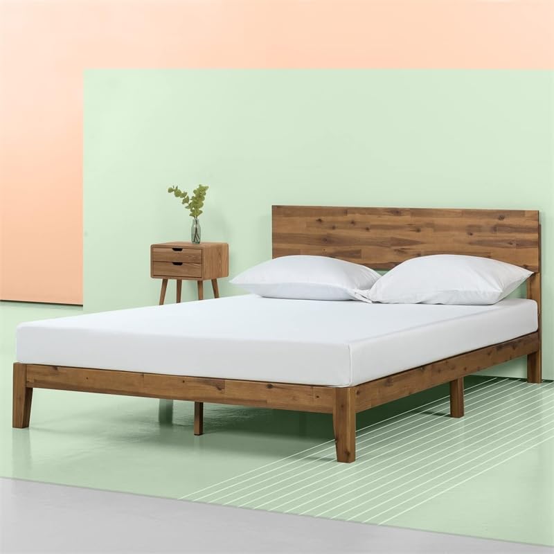 ZINUS Julia Wood Platform Bed Frame, Solid Wood Foundation with Wood Slat Support, No Box Spring Needed, Easy Assembly, Queen