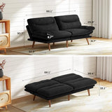 Marsail Futon Sofa Bed, 66” Futon Couch with Adjustable Backrest & Armrests, Convertible Small Sleeper Sofa Bed for Small Apartments, Study Room, Office, Corduroy Loveseat, Black Marsail