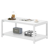 EXCEFUR White Coffee Table with Storage, Modern Center Table for Living Room, Rustic Wood and Metal Cocktail Tables, White Oak EXCEFUR