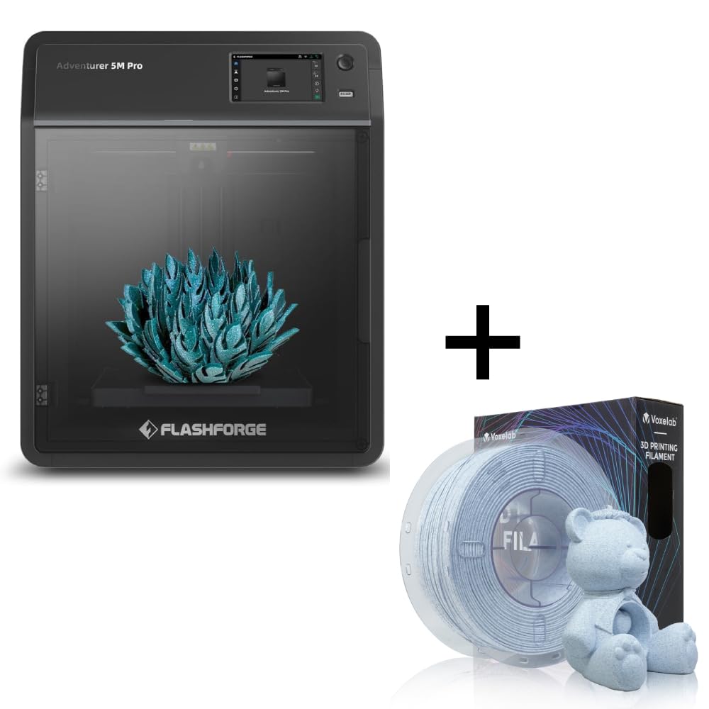 FLASHFORGE Adventurer 5M Pro 3D Printer and HS Marble Black PLA Filament FLASHFORGE
