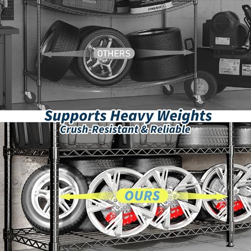 Garvee 70.8" W Storage Shelves Metal Shelving Unit, 4-Tier Heavy Duty Wire Shelving L-Shaped Storage Rack with Adjustable Shelf for Pantry Kitchen Corner Bedroom, 1100 LBS Capacity Garvee