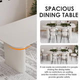RGZ 71" Modern Cream White Oval Kitchen Table, Dining Table for 4-6 People, Easy to Assemble Accent Oval Dinner Room Table with White Ripple Legs for Home, Apartment, Dining Room, Kitchen RGZ