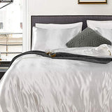 Erosebridal Hotel White Duvet Cover Full Silk Like Satin Bedding Set Reversible Quilt Comforter Cover Honeymoon Sexy Luxury Soft Lightweight Brushed Bedspreads for Farmhouse Room Decor Erosebridal