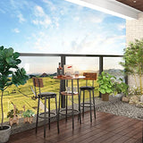 KIVENJAJA Rustic Brown 3-Piece Bistro Bar Table Set for 2 with PU Upholstered Stools KIVENJAJA