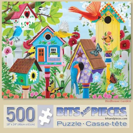 Bits and Pieces – Large 500 Piece Jigsaw Puzzle for Adults – ‘Birdhouse Garden’ by Artist Kathy Bambeck, Completed Puzzle Size: 18" x 24" Bits and Pieces