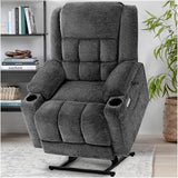 EONIX Dual Motor Lay Flat Power Lift Recliner Chair for Elderly, Electric Recliner Lift Chair for Adults with Heat and Massage, Cup Holders, 400lbs Heavy Duty, SLRY014062, Dark Grey EONIX
