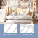 SUNLEI Metal Bunk Beds with Double Secured Ladders, Twin Over Full Bunk Bed with Surrounded Safety Guardrails, Space Saver Twin Beds, Noise Free for Small Bedroom, with Trundle, White SUNLEI