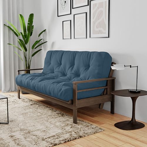 Royal Sleep Products by The Futon Factory 8 inch Memory Foam Futon Mattress - Cover - Size - CertiPUR Certified Foams - Made in The USA (Frame Not Included) (Denim Blue, Full) Royal Sleep Products